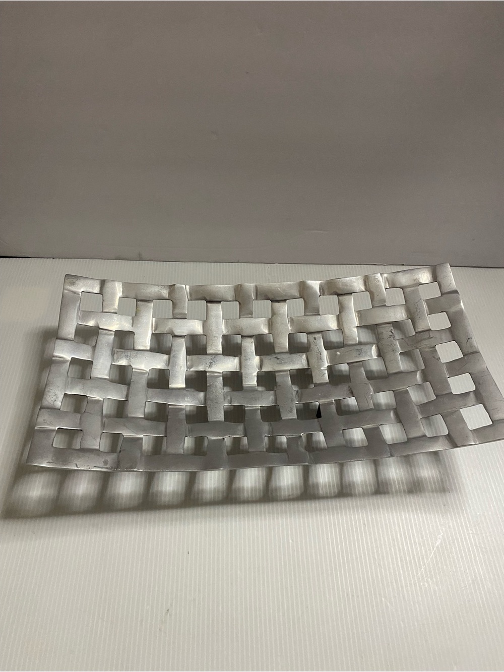 Silver Woven Metal Decorative Tray - Home Bath